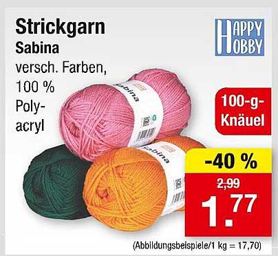Strickgarn Sabina - Verschiedene Farben, 100% Polyacryl