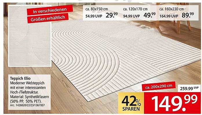 Teppich Elio - Moderner Webteppich mit Hoch-/Tiefstruktur