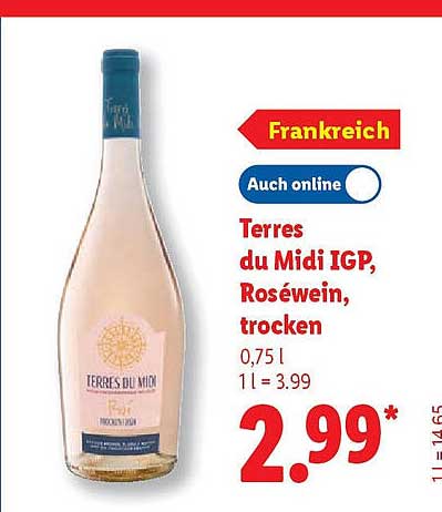 Terres du Midi IGP, Roséwein, trocken 0,75 l
