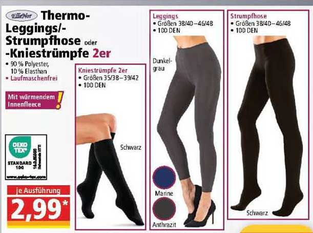 Thermo-Leggings/-Strumpfhose oder Kniestrümpfe 2er