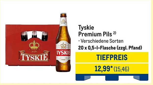 Tyskie Premium Pils - 20 x 0,5 l-Flasche