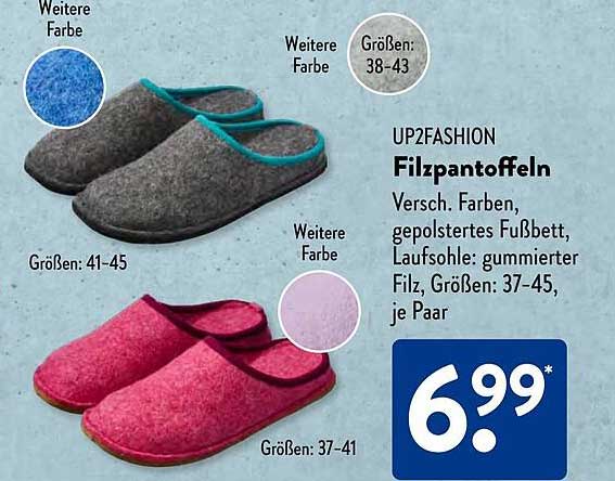 UP2FASHION Filzpantoffeln - vielseitige Hausschuhe für jeden Tag