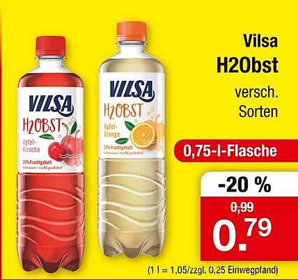 Vilsa H2Obst - Apfel-Kirsche & Apfel-Orange 0,75L Flasche