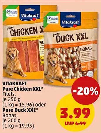 VITAKRAFT Pure Chicken XXL und Pure Duck XXL - 20% Rabatt!