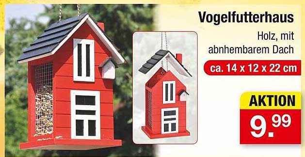 Vogelfutterhaus Holz, mit abnehmbarem Dach