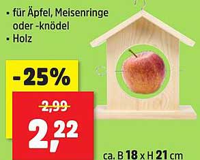 Vogelhaus für Äpfel, Meisenringe oder -knödel aus Holz
