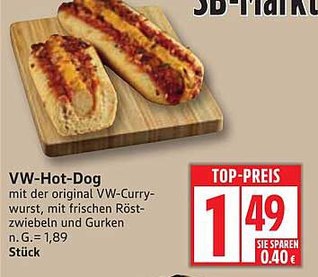 VW-Hot-Dog mit der original VW-Currywurst
