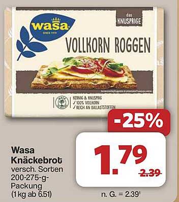 Wasa Knäckebrot Volllkorn Roggen 200-275g