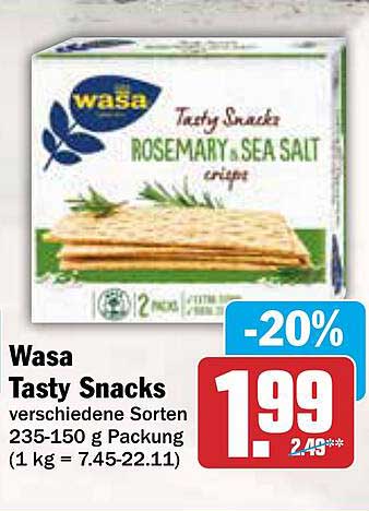 Wasa Tasty Snacks - Rosemary & Sea Salt