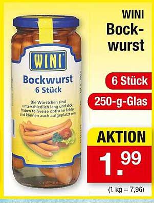 WINI Bockwurst 6 Stück im 250-g-Glas