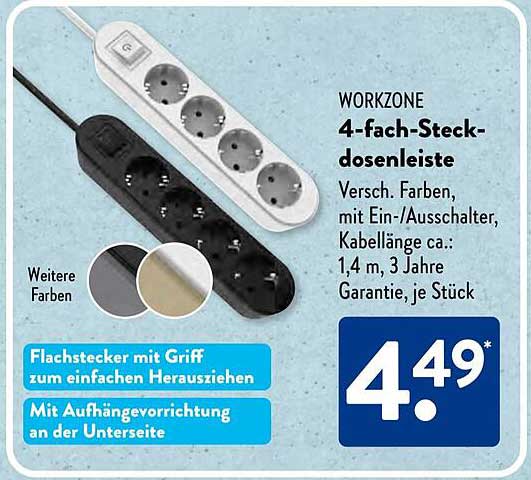 WORKZONE 4-fach-Steckdosenleiste