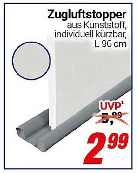 Zugluftstopper aus Kunststoff, individuell kürzbar, L 96 cm