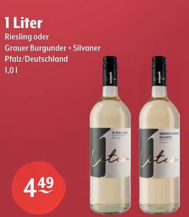 1 Liter Riesling oder Grauer Burgunder + Silvaner Pfalz/Deutschland