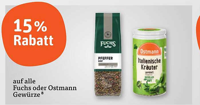 15 % Rabatt auf alle Fuchs oder Ostmann Gewürze