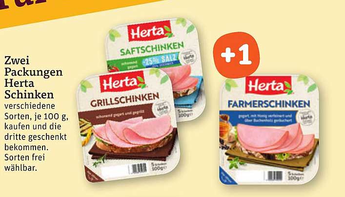 2 Packungen Herta Schinken kaufen, 1 Packung geschenkt!