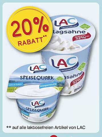 20% Rabatt auf alle laktosefreien Artikel von LAC