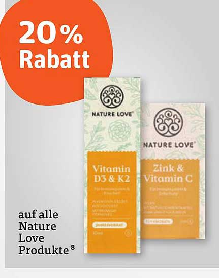 20% Rabatt auf alle Nature Love Produkte