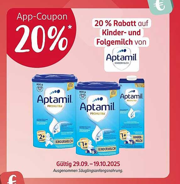 20 % Rabatt auf Kinder- und Folgemilch von Aptamil