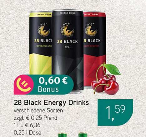 28 Black Energy Drinks - verschiedene Sorten