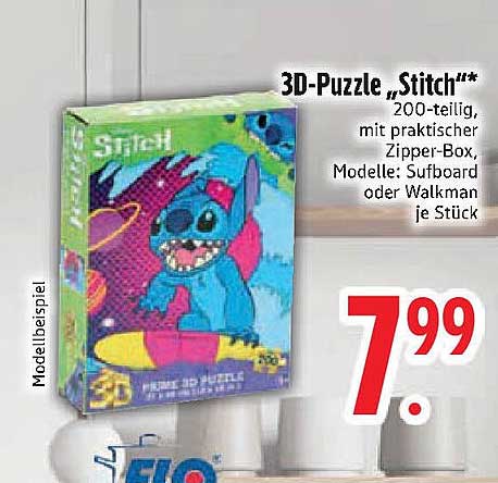 3D-Puzzle "Stitch" - 200-teilig mit praktischer Zipper-Box