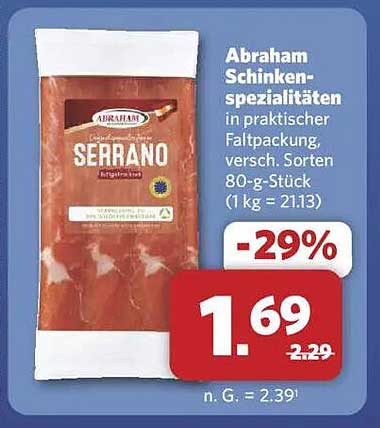 Abraham Schinken-Spezialitäten in praktischer Faltverpackung, versch. Sorten 80-g-Stück