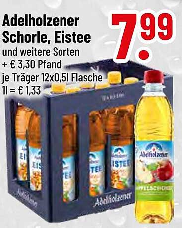Adelholzener Schorle, Eistee und weitere Sorten im Angebot