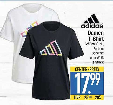 adidas Damen T-Shirt in Schwarz oder Weiß - Größen S-XL