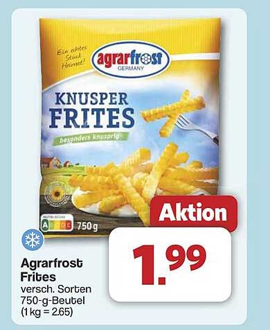 Agrarfrost Knusper Frites 750-g-Beutel