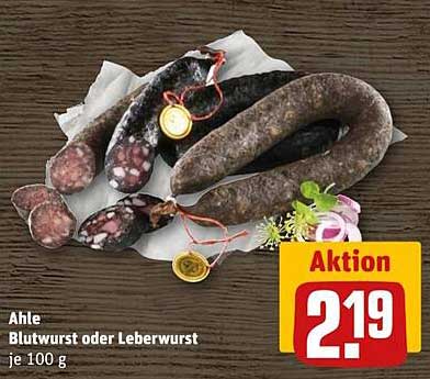 Ahle Blutwurst oder Leberwurst - je 100 g