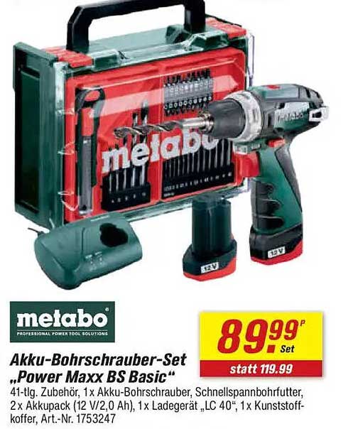 Akku-Bohrschrauber-Set „Power Maxx BS Basic“
