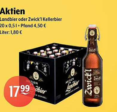 Aktien Landbier oder Zwick’l Kellerbier 20 x 0,5 l