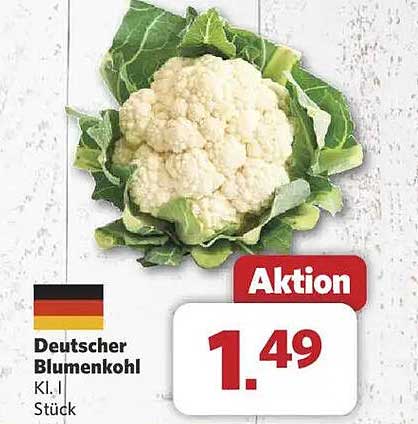 Aktion: Deutscher Blumenkohl - nur 1,49 € pro Stück