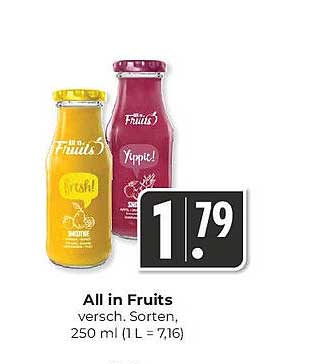 All in Fruits - verschiedene Sorten, 250 ml
