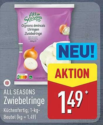 ALL SEASONS Zwiebelringe – Küchenfertig im 1-kg-Beutel
