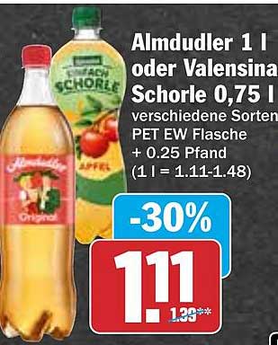 Almdudler 1 l oder Valensina Schorle 0,75 l - verschiedene Sorten