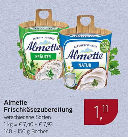 Almette Frischkäsezubereitung - verschiedene Sorten