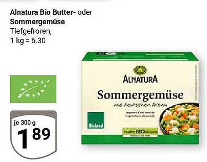 Alnatura Bio Butter- oder Sommergemüse, Tiefgefroren, 1 kg = 6,30