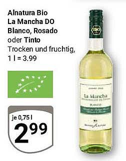 Alnatura Bio La Mancha DO Blanco, Rosado oder Tinto 0,75 l