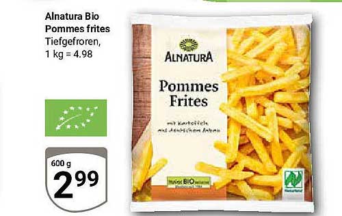 Alnatura Bio Pommes frites Tiefgefroren 600 g