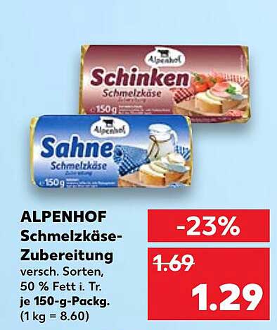 ALPENHOF Schmelzkäse-Zubereitung versch. Sorten, 150 g
