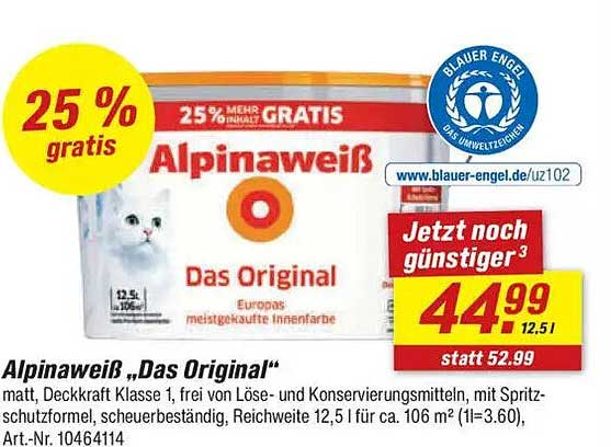 Alpinaweiß 'Das Original' 12,5 l – jetzt zum Sonderpreis!