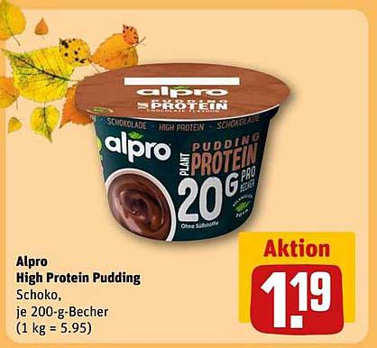 Alpro High Protein Pudding Schoko, je 200-g-Becher