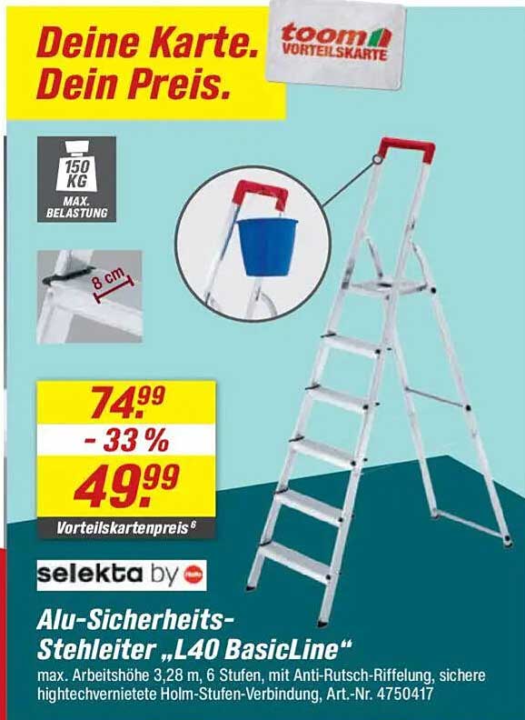 Alu-Sicherheits-Stehleiter „L40 BasicLine“