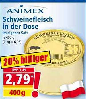 Animex Schweinefleisch in der Dose