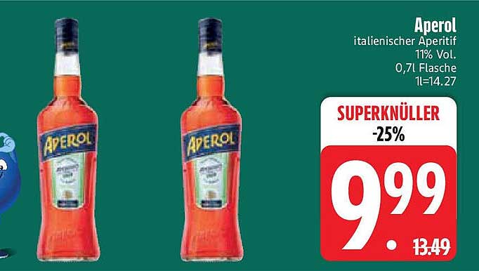 Aperol - Italienischer Aperitif 11% Vol, 0,7 l Flasche