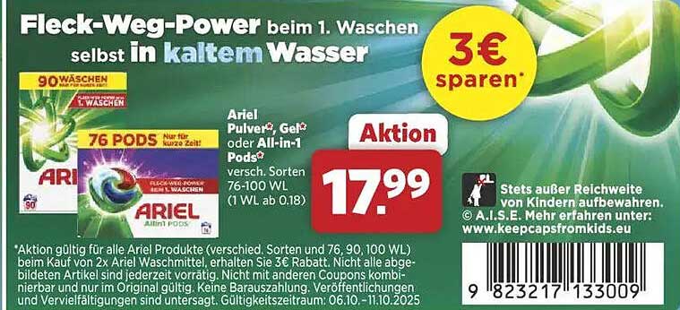 Ariel Fleck-Weg-Power - 76 Pods für effektive Reinigung