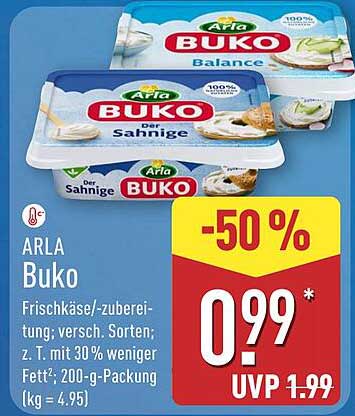 ARLA Buko Frischkäse – 200 g Packung zu nur 0,99€