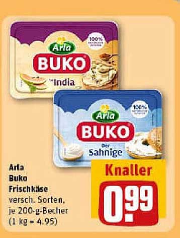 Arla Buko Frischkäse – Verschiedene Sorten, je 200-g-Becher