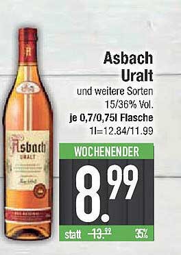 Asbach Uralt und andere Sorten 0,7/0,75 l Flasche