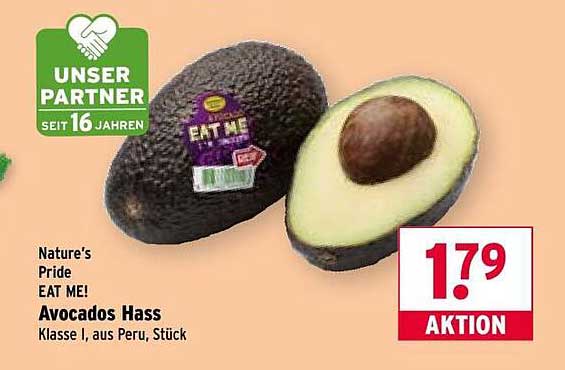 Avocados Hass Klasse I, aus Peru, Stück